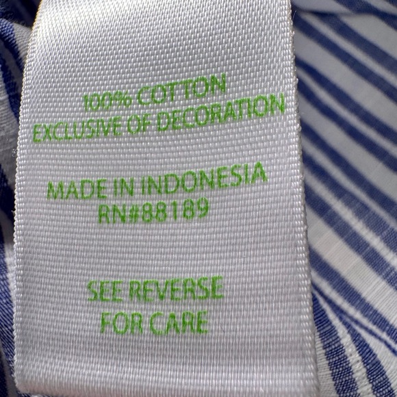 Lilly Pulitzer Ellis Blue White Striped Eyelet Ruffle Peplum Top XXS Cotton - Picture 4 of 6